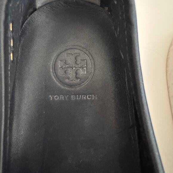 Tory Burch Lennon Navy Blue Perforated Leather Slip On Sneakers Size 10 - Picture 2 of 12